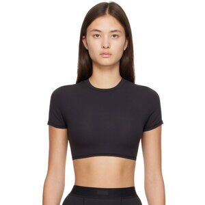 SKIMS Black Fits Everybody Super Cropped T-Shirt